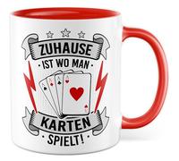 Tasse de jeu de cartes avec inscription en allemand - Cadeau à la maison est où on joue aux cartes ! - Tasse à café 330 ml en céramique - Jeux de société pour hommes Bureau Tasse à café