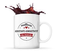 Tasse de la Meilleure Assistante administratif du monde 1- Mug - Idée Tasse Personnalisable Cadeau Anniversaire Fête Original Famille Travail Départ Collègue Retraite Noël.