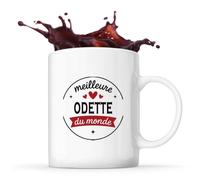 Tasse de la Meilleure Odette du monde 1- Mug - Idée Tasse Personnalisable Cadeau Anniversaire Fête Original Famille Travail Départ Collègue Retraite Noël.
