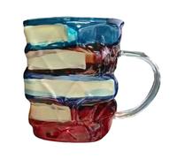 Tasse de livre colorée - Verres 3D avec design de pile de livres | Nouveau cadeau amateur de littérature et boisson de collection pour la maison bureau lecture salle de bibliothèque café