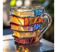 Tasse de livre laquée, tasse à café avec livres peints en 3D nouveauté | Créatifs Empilement de livres créatifs Tasse à café en forme de pile de livres colorés Tasse à thèmes de livres Cadeau pour les