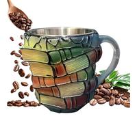 Tasse De Livre Peint, Mug En Livre Verre Peint, 3D Livres Verre Mug, Tasse De Lait Avec Poignée, Nouveauté Livres De Boisson Tasses De Café Pour Amateurs De Littérature