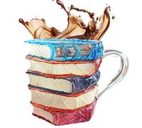 Tasse de livre peinte | Verres à thé peints en 3D de 300 ml | Tasse à café Book Stack | Lecteurs Écrivains Enseignants Étudiants Bibliothécaires Anniversaire Remise des diplômes Jus Boissons Lait Étud