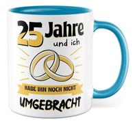 Tasse de mariage avec inscription en allemand - Cadeau 25 ans et je ne l'ai pas encore tué - Tasse à café 330 ml en céramique - Mari Mariage Anniversaire Tasse à café