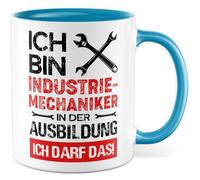 Tasse de mécanicien industriel avec inscription en allemand « Geschenk Ausbildung Ich bin Industrie-Mechaniker in der Ausbildung - Ich darf das! » Tasse à café 330 ml en céramique - Inscription