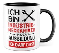 Tasse de mécanicien industriel avec inscription en allemand « Geschenk Ausbildung Ich bin Industrie-Mechaniker in der Ausbildung - Ich darf das! » Tasse à café 330 ml en céramique - Inscription