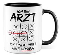 Tasse de médecin cadeau « Ich bin Arzt ich finde immer eine Lösung » Tasse à café Hôpital Pratique Médecin Médecin Drôle Idée Cadeau Bureau Travail Café Tasse Collège Petite amie Ami Tasse à café