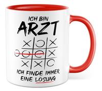 Tasse de médecin cadeau « Ich bin Arzt ich finde immer eine Lösung » Tasse à café Hôpital Pratique Médecin Médecin Drôle Idée Cadeau Bureau Travail Café Tasse Collège Petite amie Ami Tasse à café