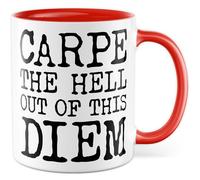 Tasse de motivation avec inscription en allemand - Cadeau Carpe the hell out of this diem. - Tasse à café 330 ml en céramique - Humour Travail Vie collègue Bureau Tasse à café