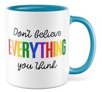 Tasse de motivation cadeau don't believe everything you think - Tasse à café sarcasme humour bureau travail équipe idée cadeau ami amie collègue travail tasse à café