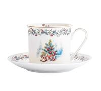 Tasse de Noël, avec soucoupe, en porcelaine, 220 ml, la magie de Noël
