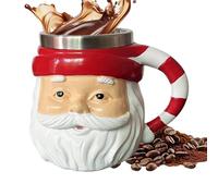 Tasse de Noël de conception du Père Noël, tasse de boisson vintage de 250 ml, tasse de vacances doublée en acier inoxydable, idéal pour la cuisine, cadeaux d'anniversaire, cacao chaud, amateurs de caf