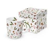 Tasse de Noël en porcelaine - Motif : ambiance hivernale - Pour la table dressée et comme cadeau - 0,4 l x H 10,5 cm