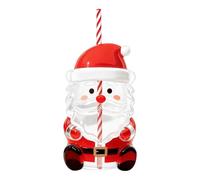Tasse de Noël - Tasse de Noël | Tasse en forme de Père Noël de 590 ml avec paille - Récipient à boisson de 15 cm de haut - Jolie tasse à thé pour fête, cuisine, boisson, chocolat, anniversaire