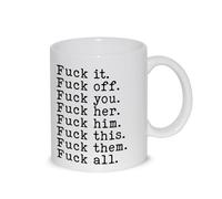 Tasse de petit-déjeuner Latte Thé Mug Relax avec graphismes sympathiques - Fuck all vaffancuno to all and all - Idée cadeau anniversaire Noël