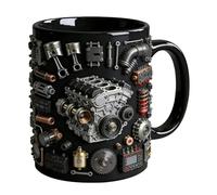 Tasse de pièces de moteur - Tasse à café personnalisée, cadeau mécanique, design réaliste de culasse de piston | Atelier de garage Accessoire de bureau Thème d'ingénierie automobile Article de boisson