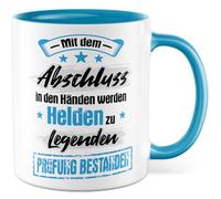 Tasse de remise de diplôme avec inscription en allemand - Cadeau avec la fin dans les mains des héros deviennent des légendes - Tasse à café en céramique 330 ml - Réussi un examen de diplômé Succès
