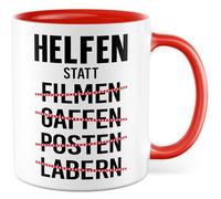 Tasse de sauvetage avec inscription en allemand - Cadeau d'aide au lieu de filmer - Poster - Tasse à café 330 ml en céramique - Aide au sauveteur - Responsabilité sociale - Humour - Idée cadeau de