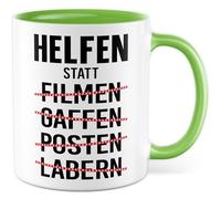 Tasse de sauvetage avec inscription en allemand - Cadeau d'aide au lieu de filmer - Poster - Tasse à café 330 ml en céramique - Aide au sauveteur - Responsabilité sociale - Humour - Idée cadeau de