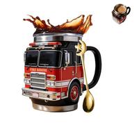Tasse de secours en cas d'incendie - for les plus courageux d'entre nous, gobelet en acier inoxydable au design camion de pompiers 3D, tasse isolée à double paroi for boissons chaudes/froides(1PC)