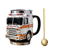 Tasse de secours en cas d'incendie - Pour les plus courageux d'entre nous,gobelet en acier inoxydable au design de camion de pompiers 3D,tasse isolée à double paroi pour boissons chaudes/froides (C1)