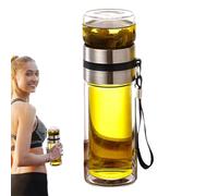 Tasse de séparation d'eau de thé - Bouteille infuseur en verre trempé, anti-brûlure thermique, compartiment à filtre amovible, facile à nettoyer, portable, HealthyHydrationDesign | Pour homme et femme
