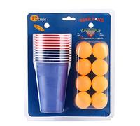 Tasse de Tennis de Table | Ensemble de Tasses à bière pour Enterrement de Vie de Jeune Fille, Ensemble de Tasses à bière Rouge et Bleue avec balles de Pong et 12 Verres à bière pour Bar