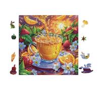 Tasse de thé avec des Fleurs 100 Pieces Casse-tête Adolescent en Voitureton Rigide Difficulté Moyenne Activité ÉduChative Cadeau Fête des Mères Haute Qualité Premium 28x28cm