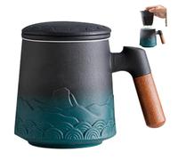 Tasse de thé avec infuseur et couvercle 15, 2 oz tas d'infuseur tasse vintage mer ＆ en céramique de montagne avec poignée tasses à café avec des cadeaux du festival d'anniversaire passoire ve