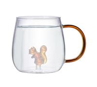 Tasse de transport pour animaux - Tasse quotidienne transparente, Tasse mignonne portable | 380 ml Borosilicate - Tasse en verre de dessin animé - Articles de bureau élégants - Boissons pour voyage