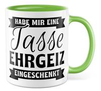 Tasse de travail avec inscription « Geschenk Habe mir eine Tasse Ehrgeiz eingeschenkt » - Tasse à café 330 ml en céramique - Pour collègues de travail motivation ironie