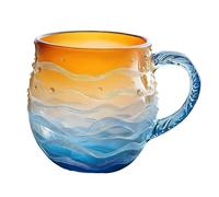 Tasse de vague de verre de mer, tasse en verre de vague d'océan de 14 OZ avec poignée, tasses de thème de plage pour les amoureux de l'océan, café, thé et boisson