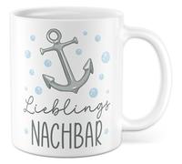 Tasse de voisin avec inscription en allemand - Cadeau de voisin préféré - Tasse à café 330 ml en céramique - Quartier ami petite amie - Tasse à café humour