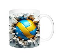 Tasse de volleyball 3D, tasse à café de volley-ball 3D, tasse à café plate en céramique 3D de 11 onces, tasse à café et sport pour les amateurs de café, thé au lait, amateurs d