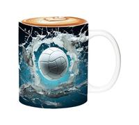 Tasse de volleyball | Tasses en céramique plates de 11 oz | Tasses de sport vacances et anniversaire pour les fans de volleyball