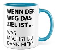 Tasse de voyage avec inscription en allemand - Cadeau « Wenn der Weg das Ziel ist ... Was machst du dann hier ? » Tasse à café 330 ml en céramique - Philosophie collègue collègue bureau tasse à café