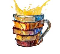 Tasse de voyage de café | Tasse de livre peinte | Retro 3D PEINTET Book Design Glass Wine tasses | NOUVELLEUSE LECTURE CAFE CAFED | Tasses de boissons à bière confortables pour amateur de books, bibli