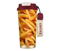 Tasse de voyage écologique en acier inoxydable 316, idéale pour le bureau, le mur, la voiture, le café, avec cordon, pour frites, hamburgers, restauration rapide,Rouge