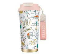 Tasse de voyage écologique en acier inoxydable 316, idéale pour le bureau, le mur, la voiture, le café, avec cordon, pour l'enseignement scientifique, la biologie et la chimie,Rose