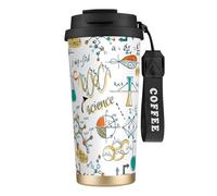 Tasse de voyage écologique en acier inoxydable 316, idéale pour le bureau, le mur, la voiture, le café, avec cordon, pour l'enseignement scientifique, la biologie et la chimie,Noir