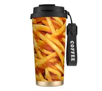 Tasse de voyage écologique en acier inoxydable 316, idéale pour le bureau, le mur, la voiture, le café, avec cordon, pour frites, hamburgers, restauration rapide,Noir