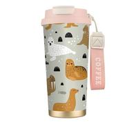 Tasse de voyage écologique en acier inoxydable 316, idéale pour le bureau, le mur ou la voiture, avec cordon, sceau et motif morse,Rose