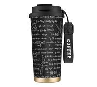 Tasse de voyage écologique en acier inoxydable 316, idéale pour le bureau, le mur ou la voiture, avec cordon, motifs mathématiques et calculs,Noir