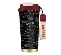 Tasse de voyage écologique en acier inoxydable 316, idéale pour le bureau, le mur ou la voiture, avec cordon, formules mathématiques et équations.,Rouge