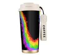 Tasse de voyage écologique en acier inoxydable 316, idéale pour le bureau, le mur ou la voiture, avec cordon, motif « Love Wins Rainbow ».,Blanc
