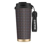Tasse de voyage écologique en acier inoxydable 316, idéale pour le bureau, le mur ou la voiture, avec cordon, motif tartan Outlander Fraser,Noir