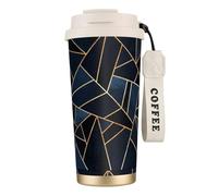 Tasse de voyage écologique en acier inoxydable 316, idéale pour le bureau, le mur ou la voiture, avec cordon, motif pierres marines,Blanc
