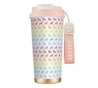 Tasse de voyage écologique en acier inoxydable 316, idéale pour le bureau, le mur ou la voiture, avec cordon, motif chiens boxeurs arc-en-ciel (coupé),Rose