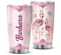 Tasse De Voyage Isolée Acier Inoxydable Gobelet De Voyage Avec Paille Et Couvercle Gobelet De Café Pour Ami Maman Collègue 590 Ml Flamingo Personnalisé