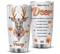 Tasse De Voyage Isolée Avec Paille Et Couvercle Thermos Acier Inoxydable Gobelet De Voyage Pour Ami Maman Papa 590 Ml Cerf Personnalisé